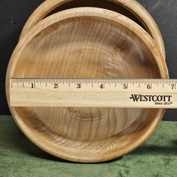 Vtg Turned Wood 2 Tier Tray Round Handmade Table Decor Serving 2 Tones Etagere - Picture 9 of 12